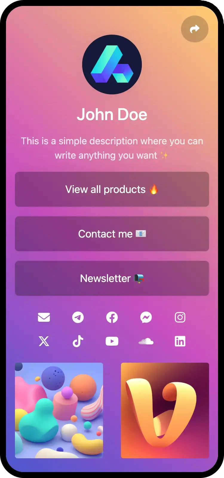 Screenshot von Biolink-Seitenbeispielen